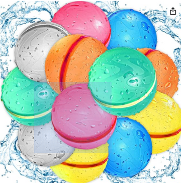 DXNONA 12pcs Reusable Magnetic Water Balloons,Latex-Free,Silicone,Self-Sealing Quick Fill Water Balloons,Outdoor Water Games for Outside Play,Bath Backyard Swimming Pool Party Supplies (D 12pcs)